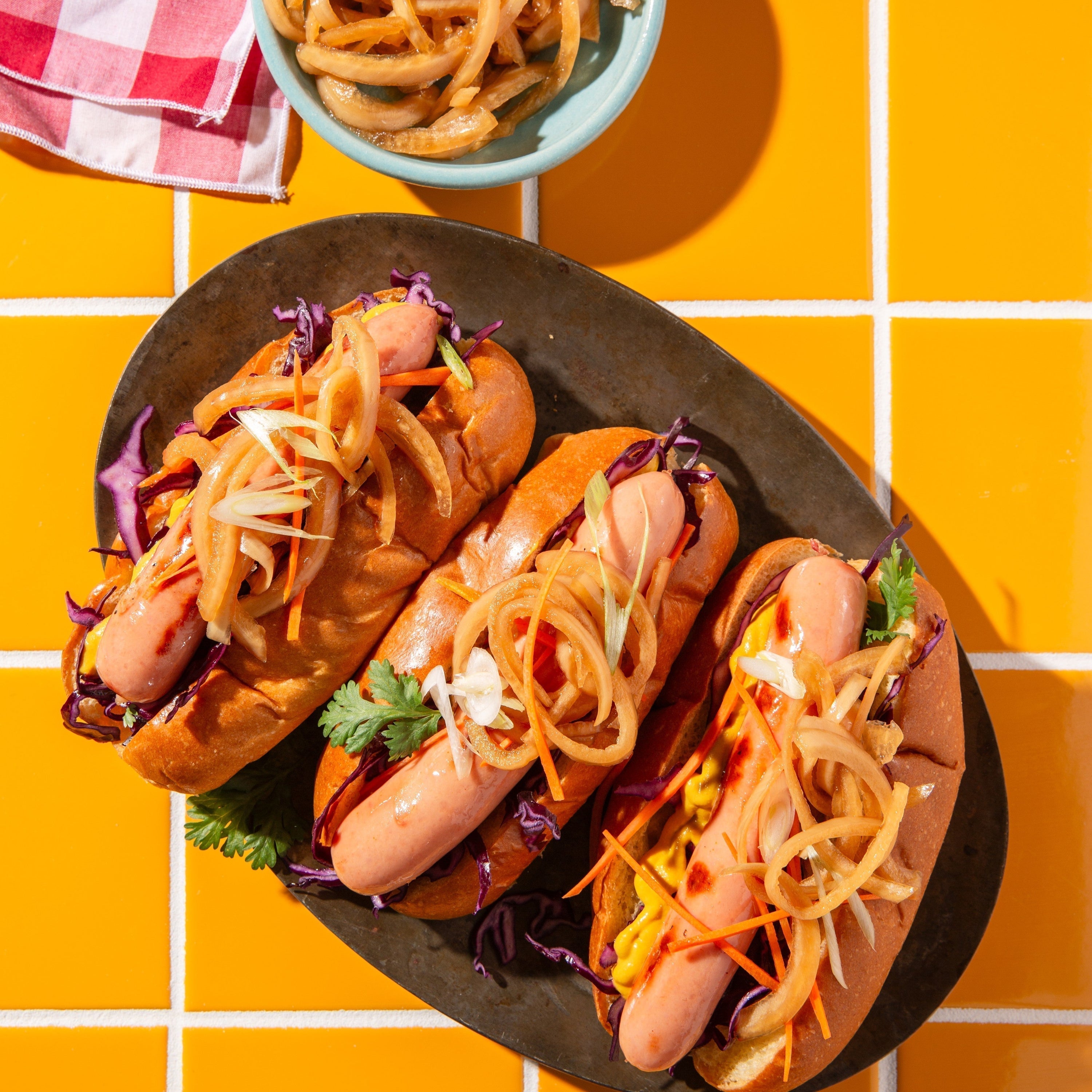 Soy Pickled Onion Korean Hot Dog